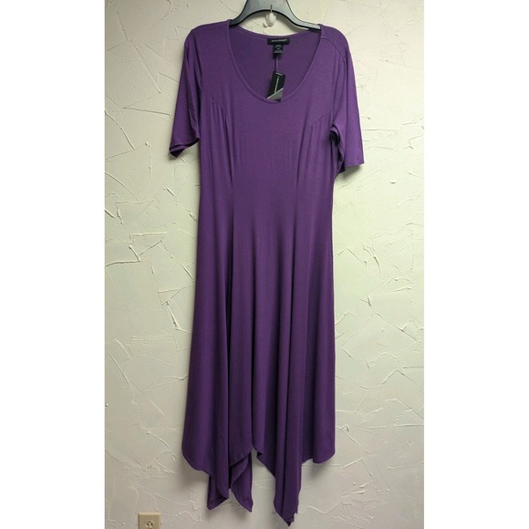 Ashley Stewart Dresses & Skirts - Ashley Stewart Dress Women's 12W Purple Maxi  Short Sleeve Asymmetric Hem NWT